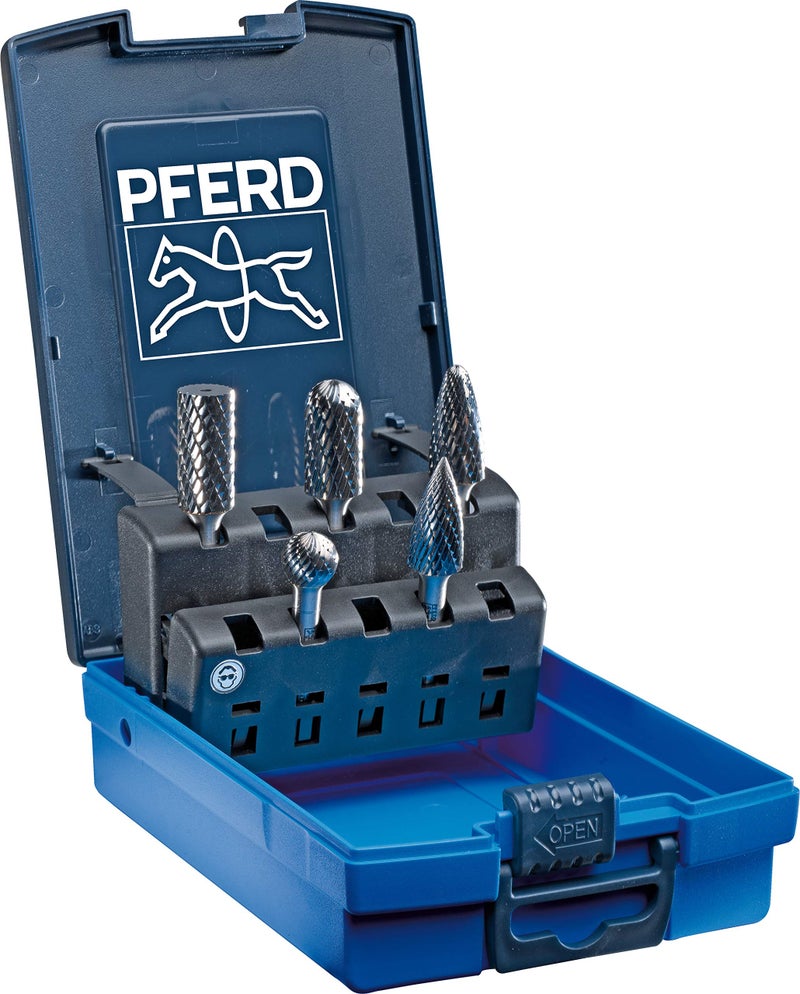 PFERD مجموعة أدوات بور صلبة من 5 قطع - شفة 1/4"، قطع مزدوج 3R من كربيد التنجستن لإزالة المواد بكفاءة والعمل بدقة - الجزء 26551 - Image 1
